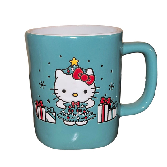 Sanrio Other - Hello Kitty Christmas Coffee Mug, 20 oz, Turquoise Ceramic with Holiday Design